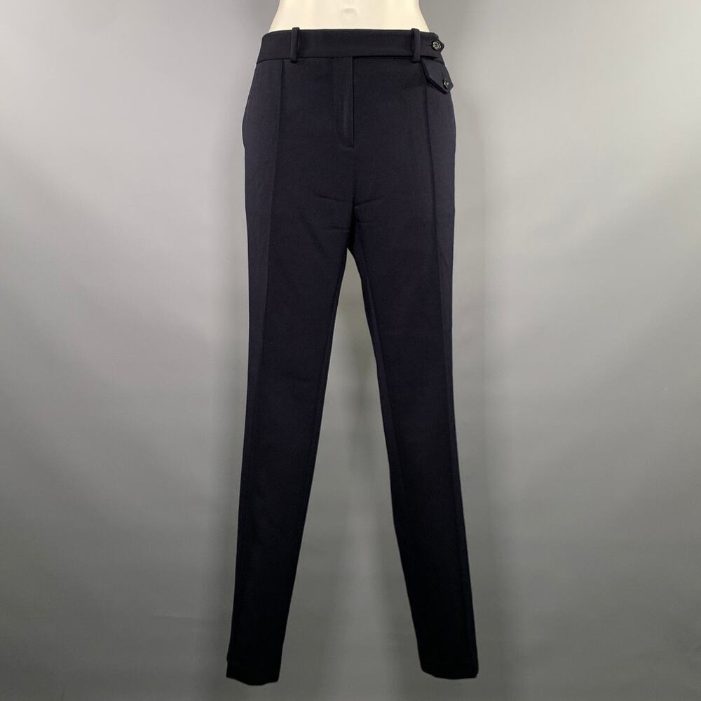 CELINE Size 32 Navy Wool Blend Solid Pleated Dress Pants